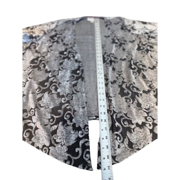 Knox Rose Womens Silver Metallic Floral Velvet Burnout Cardigan Size Medium EUC - Picture 7 of 9
